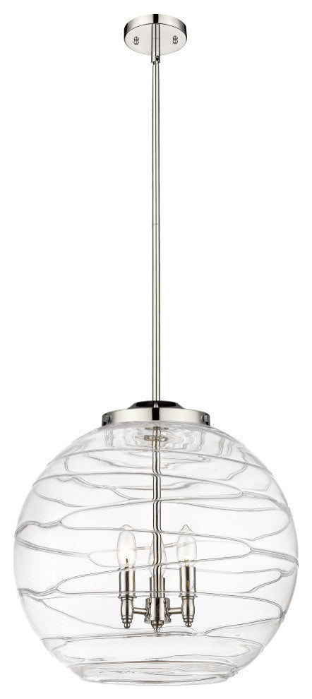 Deco Swirl Pendant, Polished Nickel, Clear Deco Swirl, Clear Deco Swirl