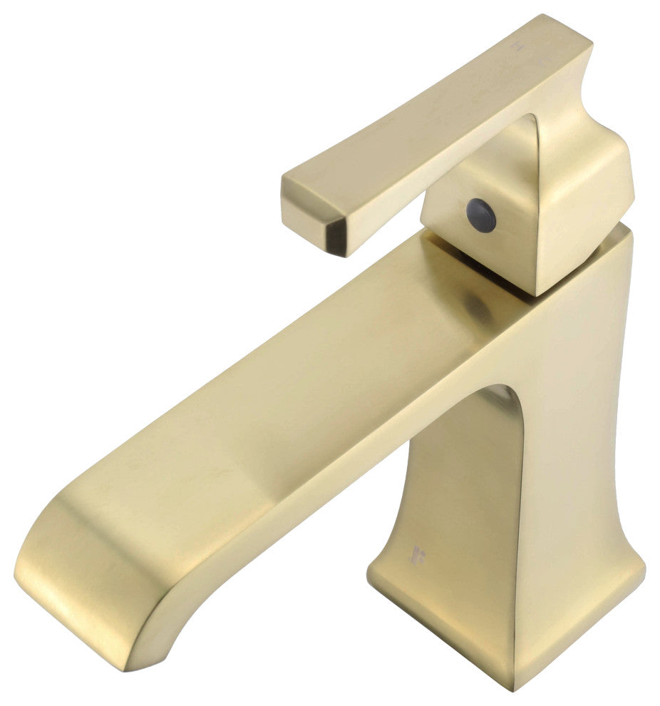 Fine Fixtures Arched Square Single Hole Bathroom Faucet, Pvd Satin Brass