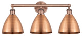 Metal Bristol 3-Light 26" Bath Vanity Light, Antique Copper Shade