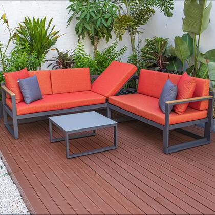 LeisureMod CSLBL-80OR-BU Chelsea Adjustable Headrest&Coffee Table Cushions