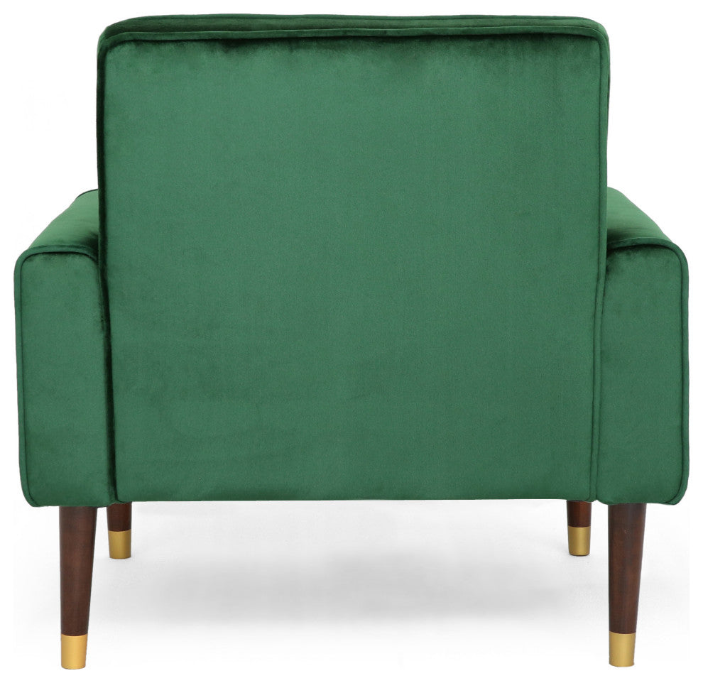 GDF Studio Betsy Modern Button-Tufted Waffle Stitching Velvet Armchair, Emerald