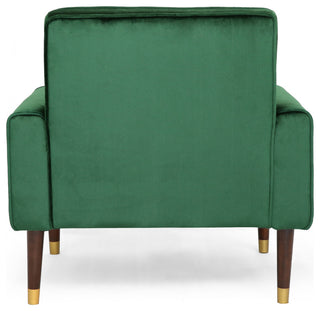 GDF Studio Betsy Modern Button-Tufted Waffle Stitching Velvet Armchair, Emerald