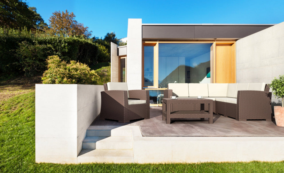 Compamia Monaco 5-Piece Patio Sectional Set, Brown