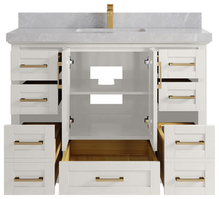 Boston 48" Single Sink Bath Vanity in Alabaster 2" Pearl Gray