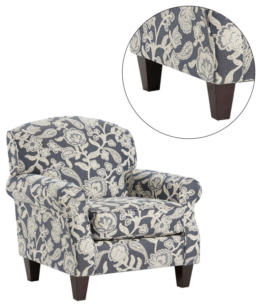 Upholstered Chair With Rounded Arms, Floral Multi