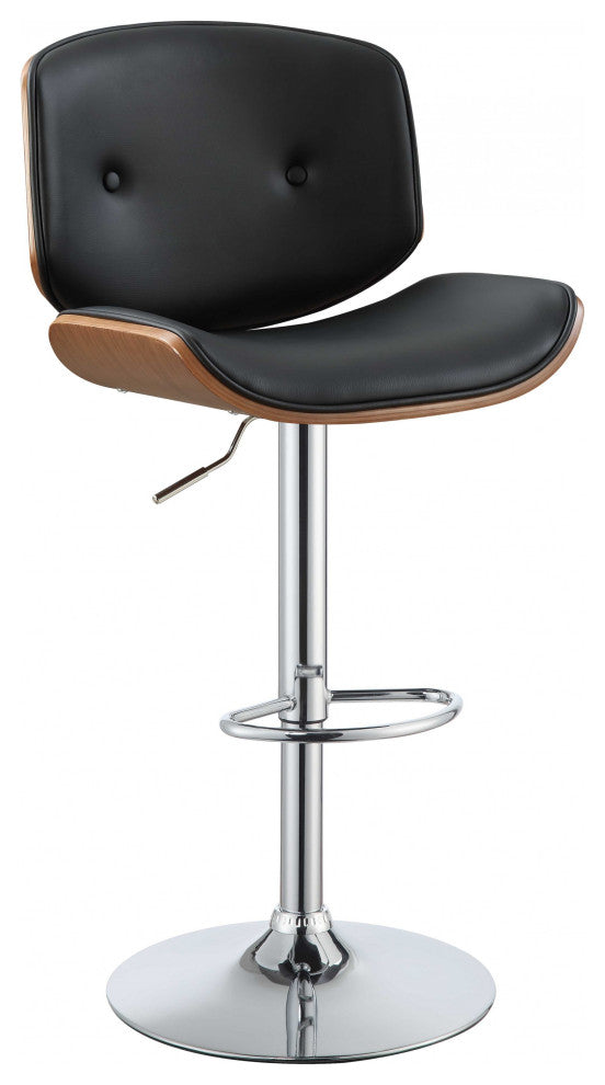 HomeRoots Contemporary Black And Walnut Adjustable Stool