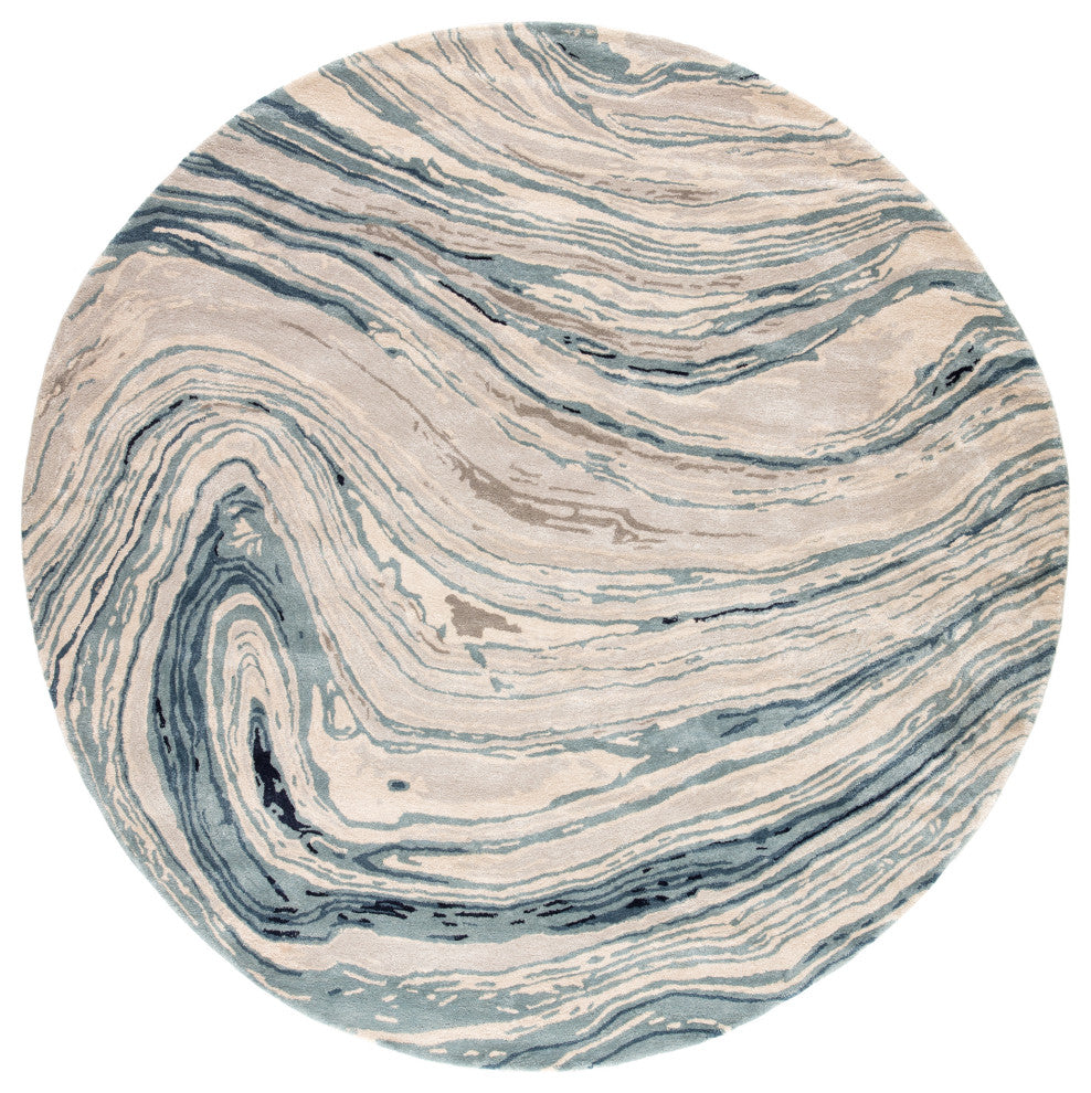 Jaipur Genesis Atha Ges22 Organic and Abstract Rug, Blue and Gray, 6'0"x6'0"