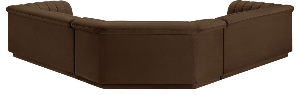 Cascade Upholstered Modular Sofa, Brown, Velvet, Corner Sectional