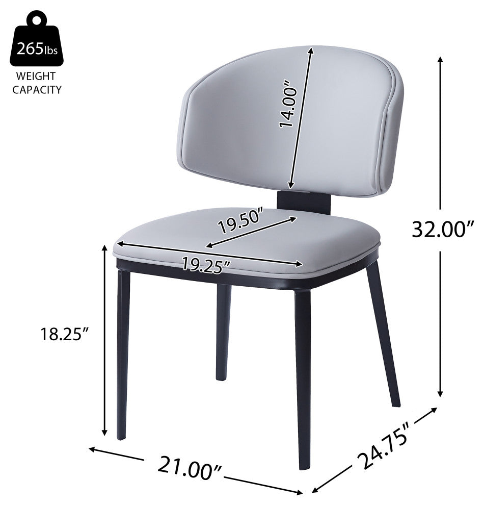 GDF Studio Modern PU Leather Dining Chairs, Metal Legs, Gray/Black, Se