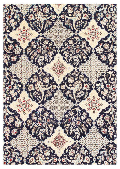 ine Hand Knotted Persian Silk and Wool Nain 6'9''x9'11''