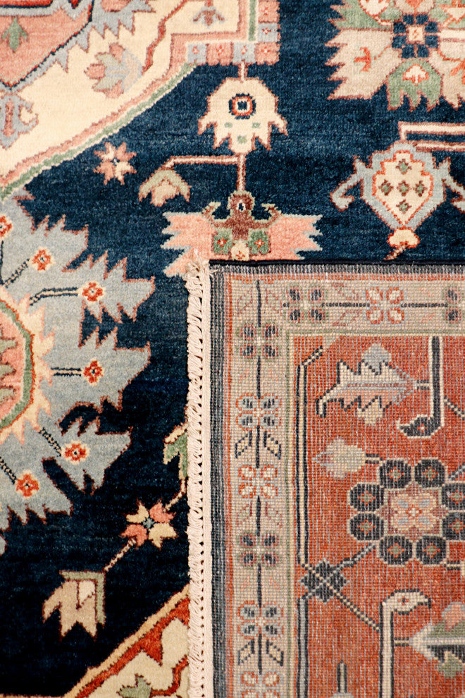 Pasargad Home Serapi Collection Hand-Knotted Navy Wool Area Rug, 8'x9'11"