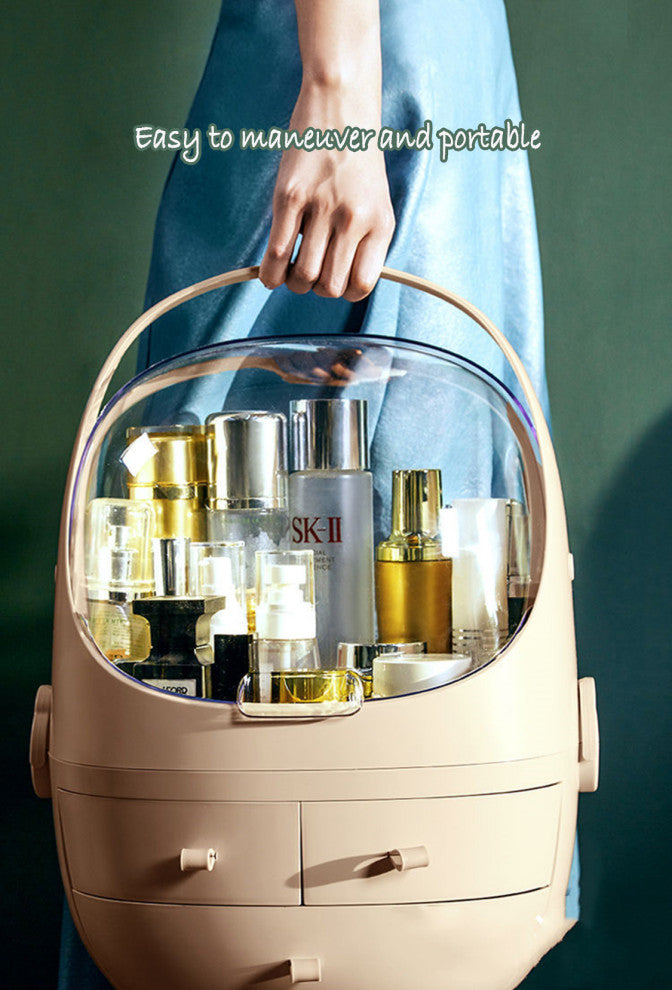 CozyBlock Small Modern Makeup Container Storage, Pink, Cosmetic Display Box