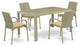 5Pc Outdoor- Natural Color Wicker Dining Set, Patio Table, 4 Armchair