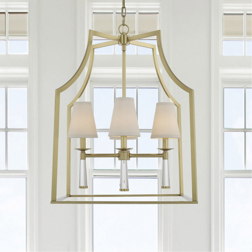 Crystorama 8864-AG, 4-Light Chandelier, Aged Brass