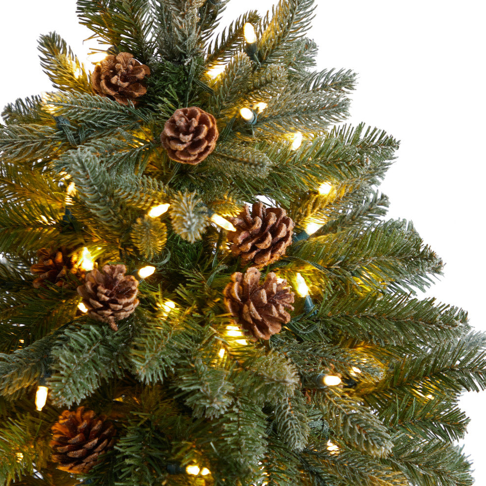 5' Colorado Fir Flocked Dusted Artificial Christmas Tree With 300 LED Lights