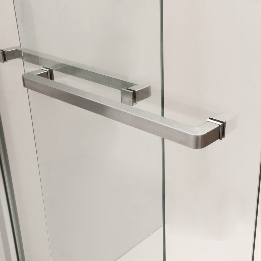 48" W x 76" H Semi-Frameless Double Sliding Shower Door, Brushed Nickel