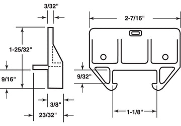 Drawer Track Guide and Glides, White Polyethylene