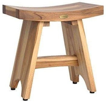 EcoDecors EarthyTeak Serenity Style Shower Bench, 18", Without Shelf