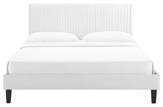 Peyton Performance Velvet Twin Platform Bed, White