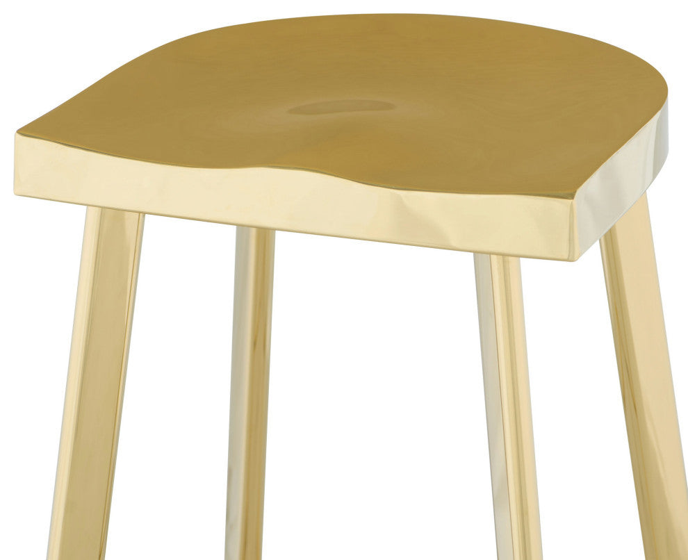 Icon Stainless Steel Stool, Gold, Counter Height