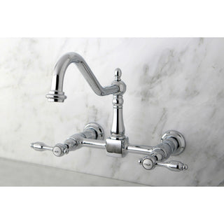 Kingston Brass Wall Mount Bridge Kitchen Faucet, Polished Chrome