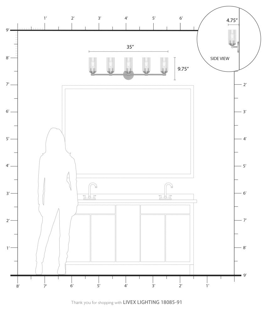 Whittier 5-Light Brushed Nickel Large Vanity Sconce