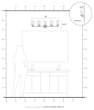 Whittier 5-Light Brushed Nickel Large Vanity Sconce