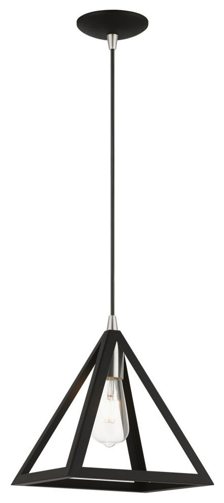 Pinnacle 1 Light Black With Brushed Nickel Accents Pendant