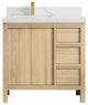 Elizabeth Oak 36" Left Offset Sink Vanity, White 2" Calacatta Laza
