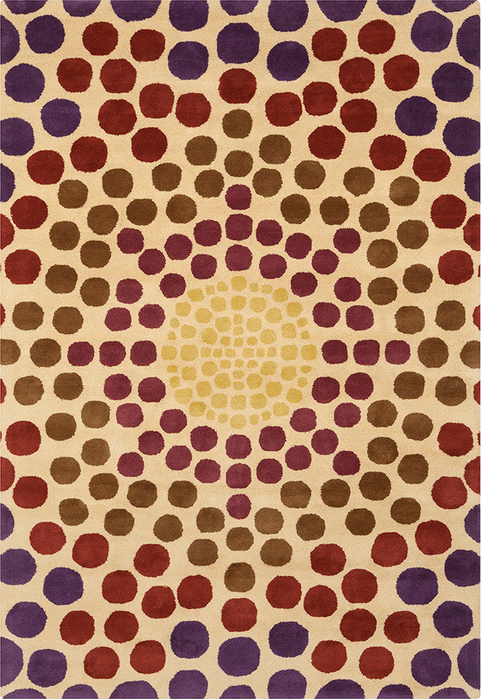 Allie Geometric Circles Contemporary Area Rug, 5'x7'6"