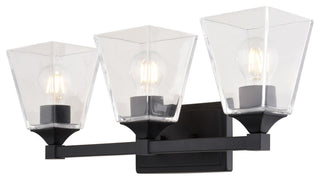 Wallingford 3-Light Modern Gold Transitional Bathroom Vanity Fixture Clear Glass, Matte Black