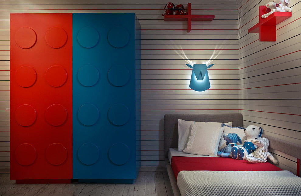 Blue Aluminium Deer Head LED Light Fixture, Point Electricity