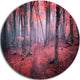 Mysterious Fairytale Red Wood, Landscape Photo Round Wall Art, 36"