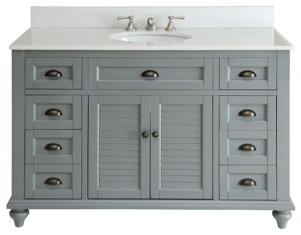 49" Cottage-Style Gray Glennville Bathroom Vanity Cabinet Set