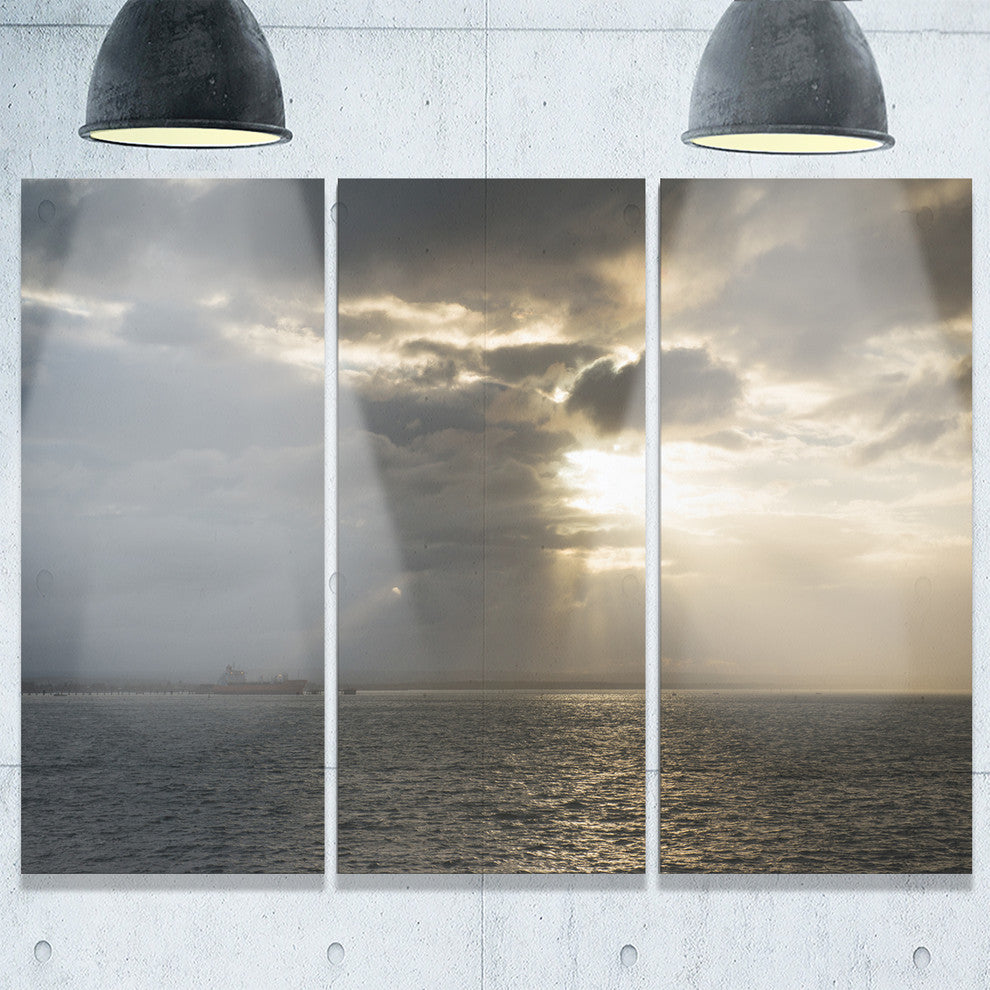 "Beautiful Cloudy Sunset Australia Beach" Metal Wall Art, 3 Panels, 36"x28"