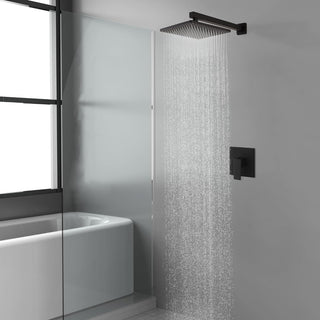 CASAINC 9" Wall Mounted Square Shower System Set Single Handle, Matte Black