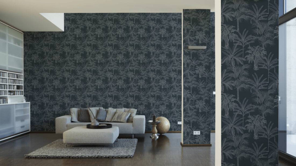 Textured Wallpaper Floral Featuring Palms Leaves, 379832
