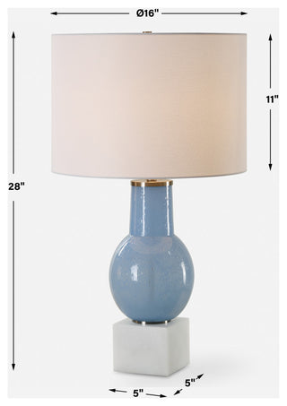 Uttermost Clear Sky Blue Glass Table Lamp