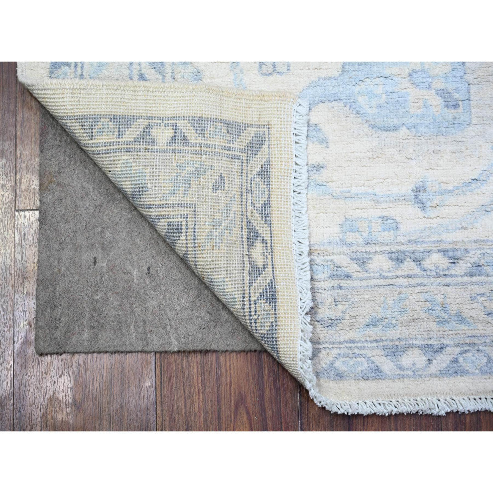 Old Wood Ivory Finer Peshawar Wool Hand Knotted Oriental Rug, 2'10"x9'7"