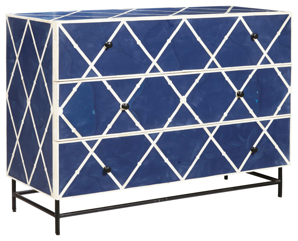 Navy Blue 3-Drawer Accent Chest