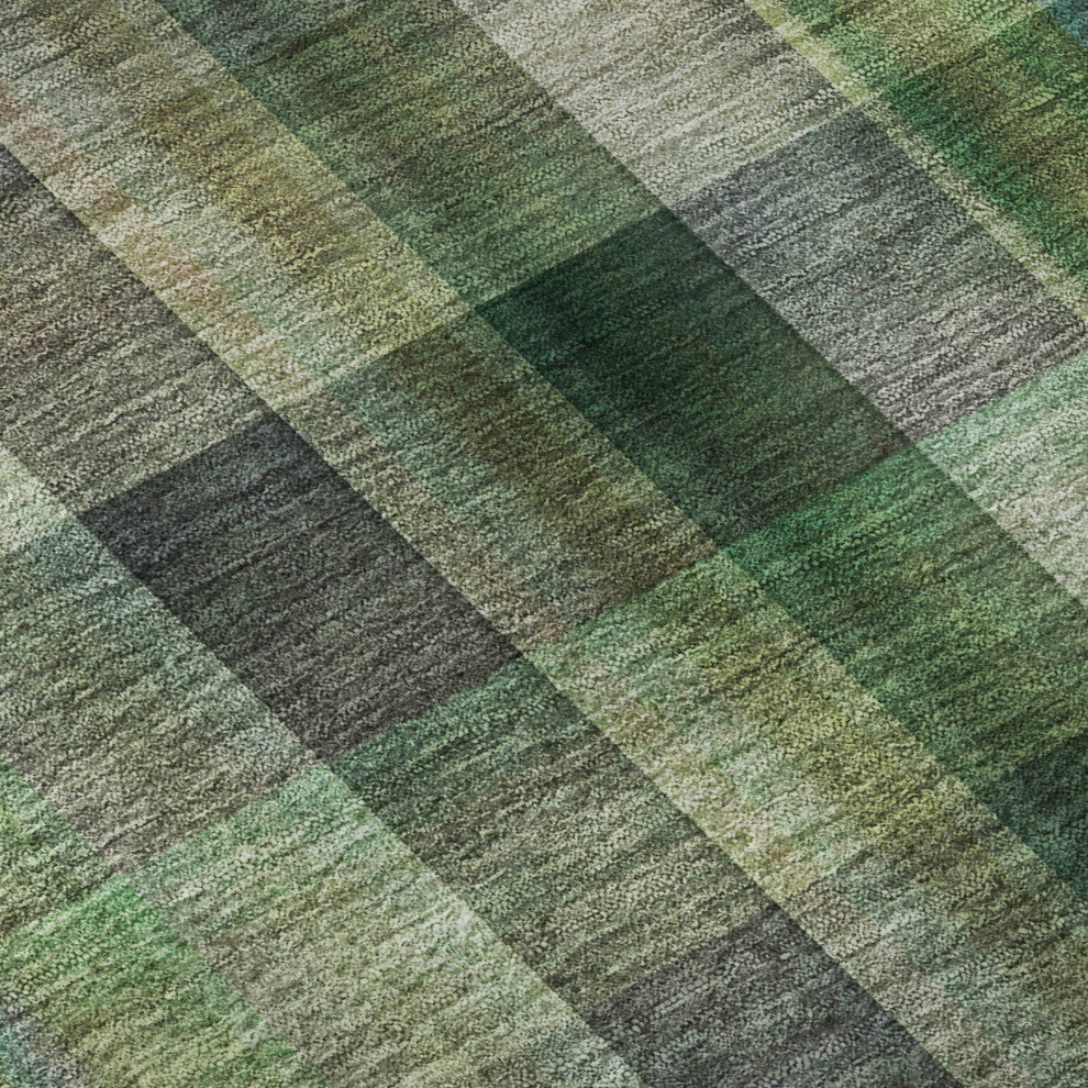 Premium Machine Washable Mayfield AMF548 Green 2'3" x 7'6" Runner Rug