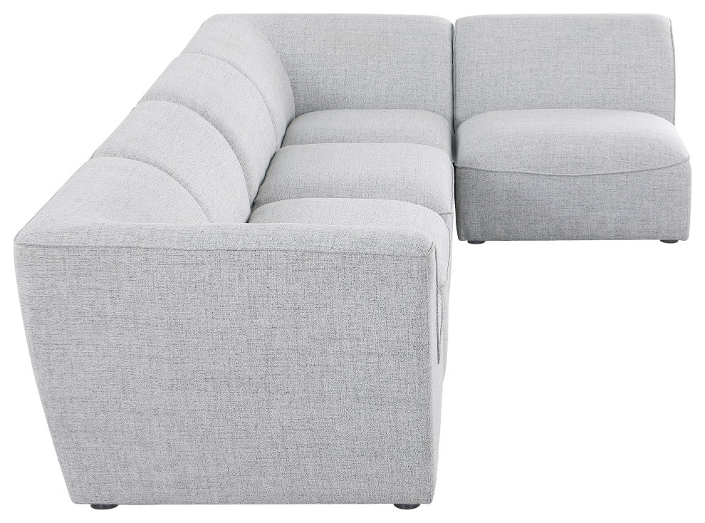 Miramar Linen Textured Fabric  5-Piece Modular L-Shaped Sectional, Grey
