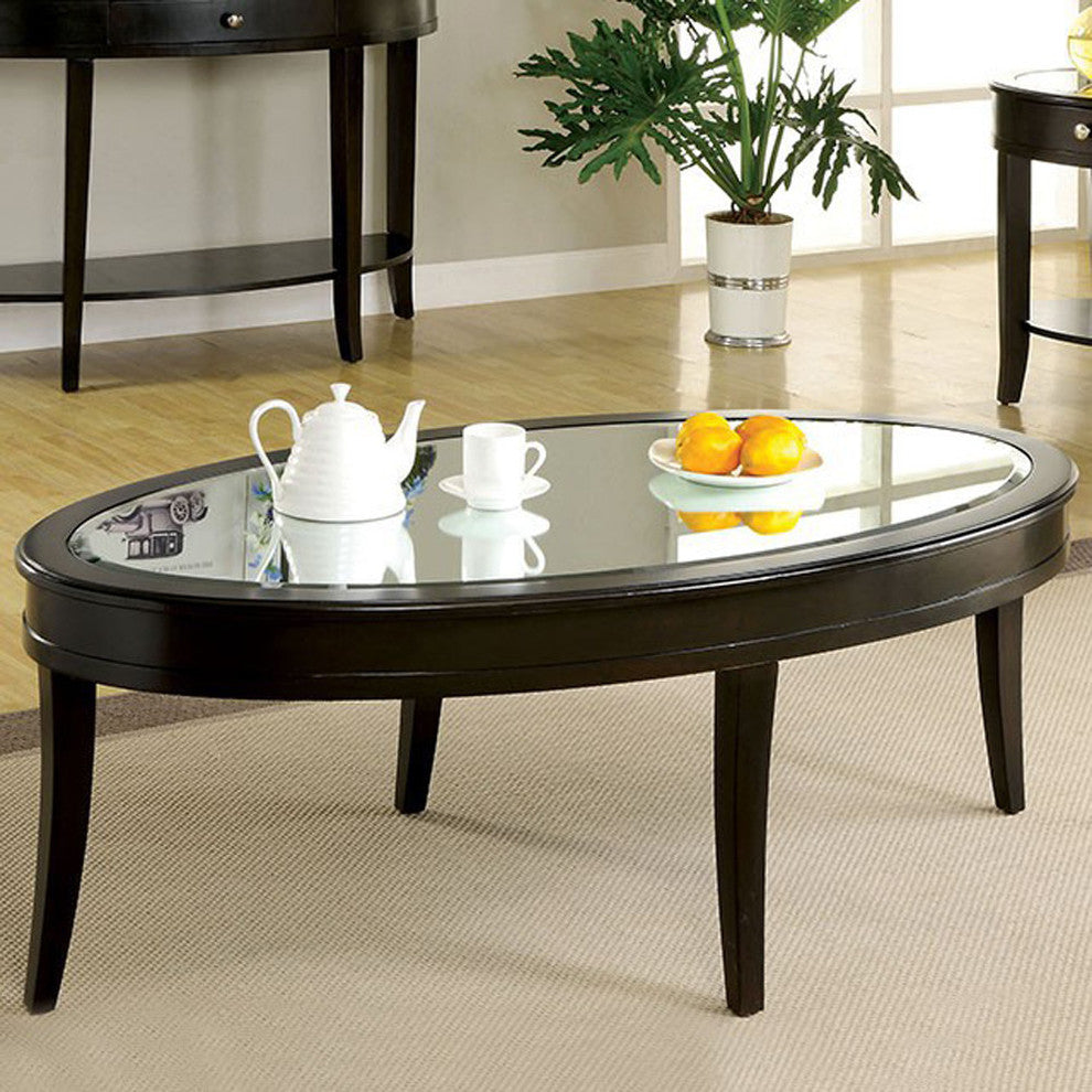 Silver Mist Contemporary Coffee Table In Dark Walnut Finish