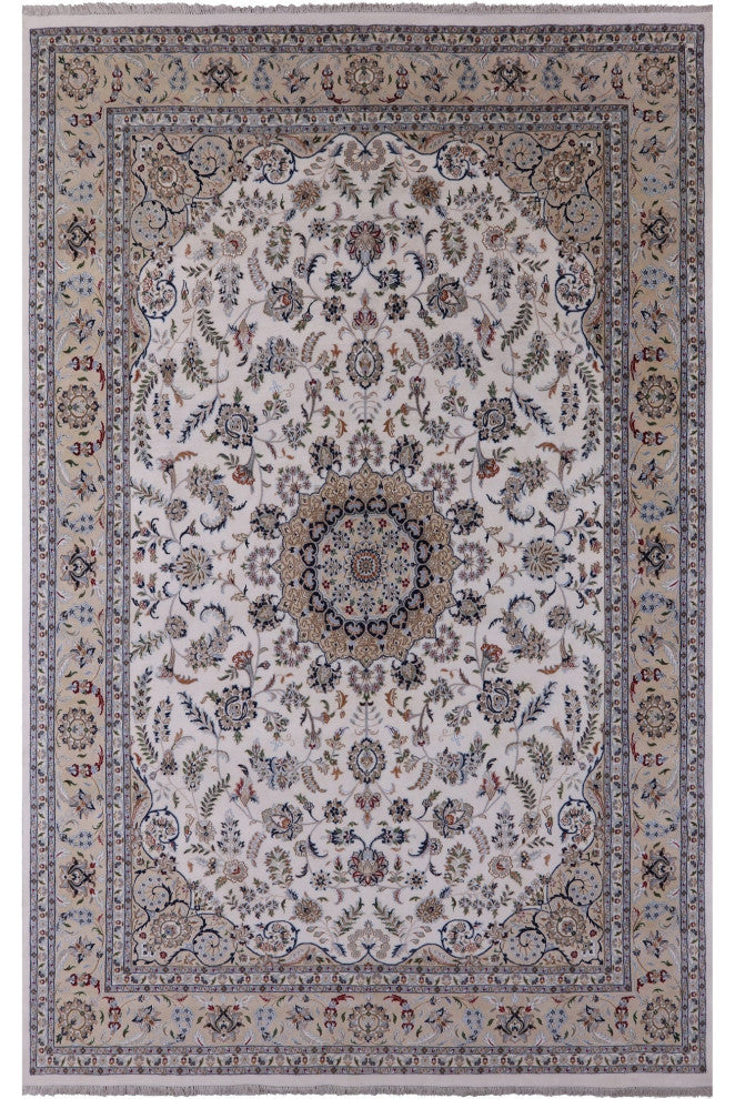 9' 8" X 14' 4" Persian Nain Wool & Silk Handmade Rug - Q13788