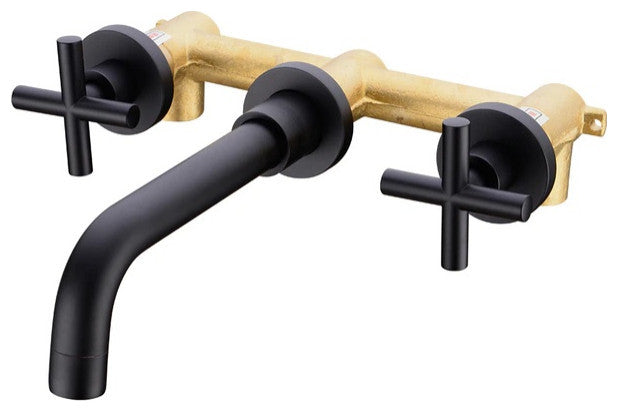 Wasser Dual Handle Solid Brass Bathroom Faucet, Matte Black