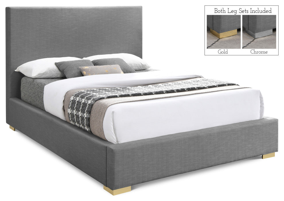 Crosby Linen Upholstered Bed, Gray, Full