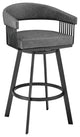 30" Mod Gray Faux Leather Black Finish Swivel Bar Stool