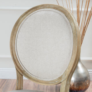 GDF Studio Phinnaeus French Country Fabric Dining Chairs (Set of 2), Griege/Natural