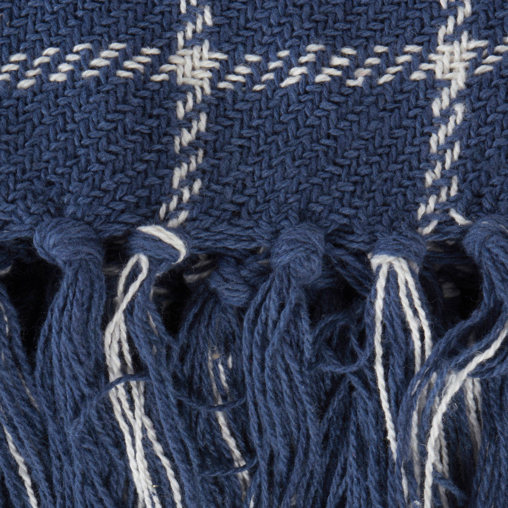 French Blue Checked Plaid Throw