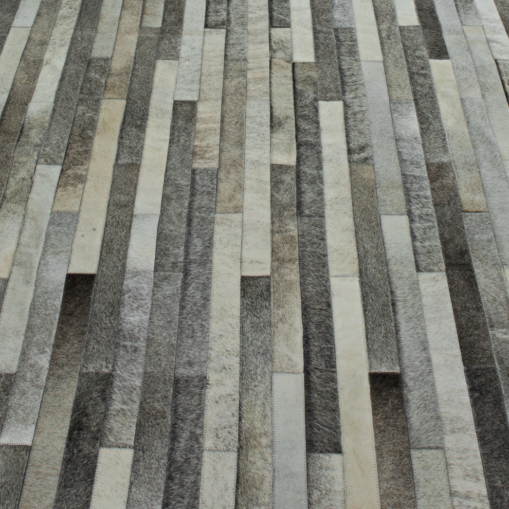 Cowhide Patchwork Rug, Poseidon, Ashen, 12'x15'